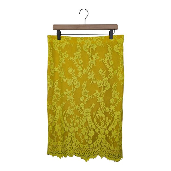 *NWT* J.Crew Chantilly Lace Pencil Skirt, Kiwi Yellow, Size 10 - Picture 3 of 12